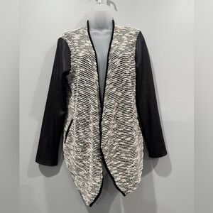 INC International Concepts Mixed Media Faux Leather
Open-Front Cardigan - Size S